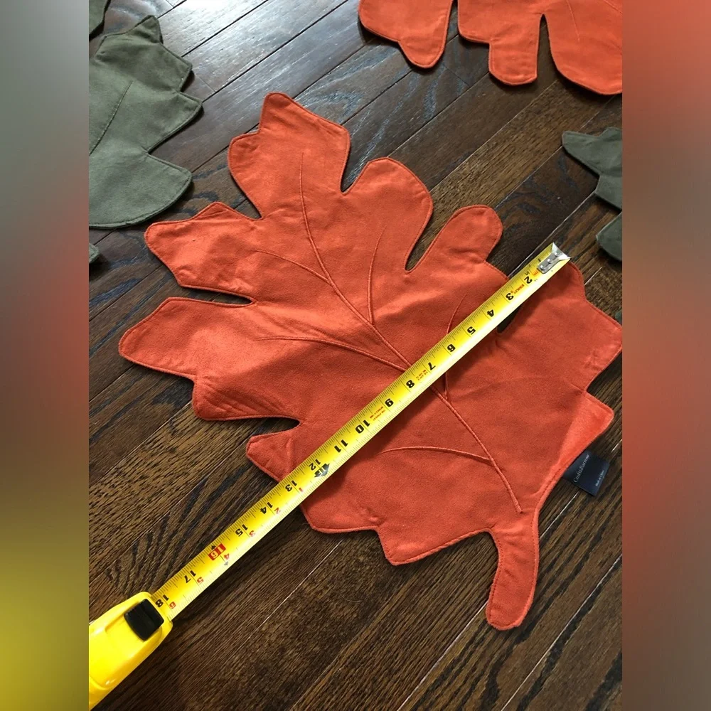 Croft & Barrow 4-Piece Burnt Orange/Green Leaves Cut-Out Microsuede Placemats